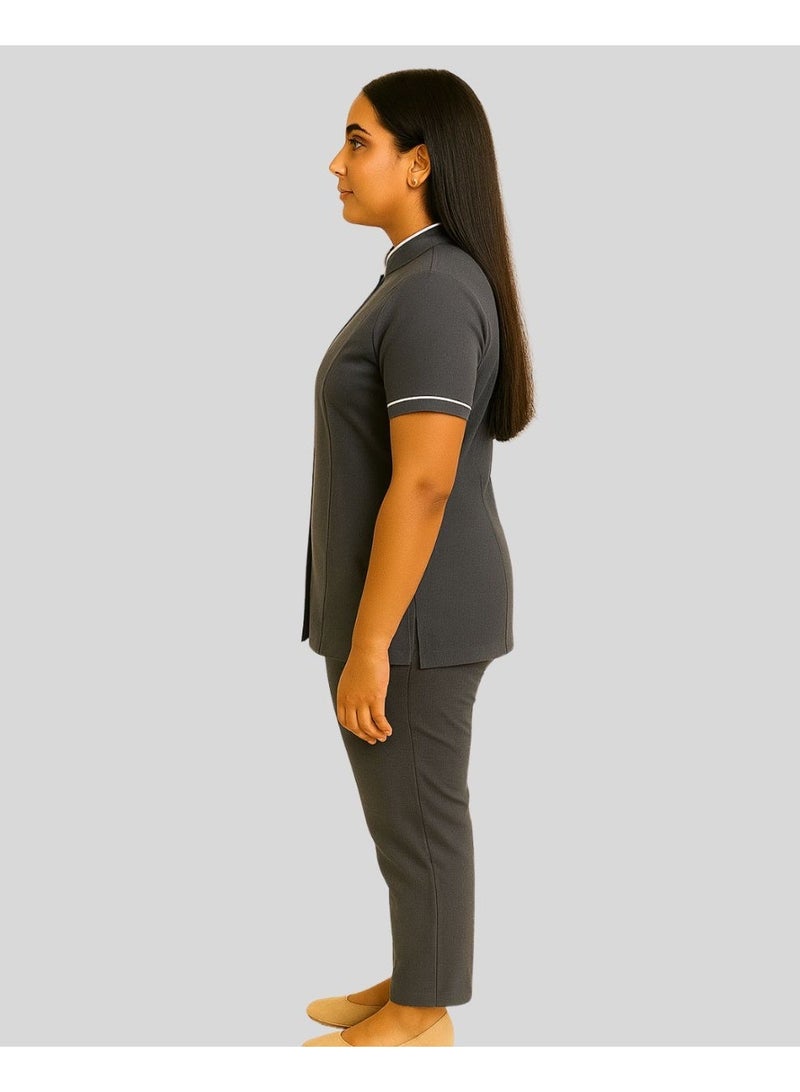 Uniform for salon, cleaning, and household helper, Grey - Image 2